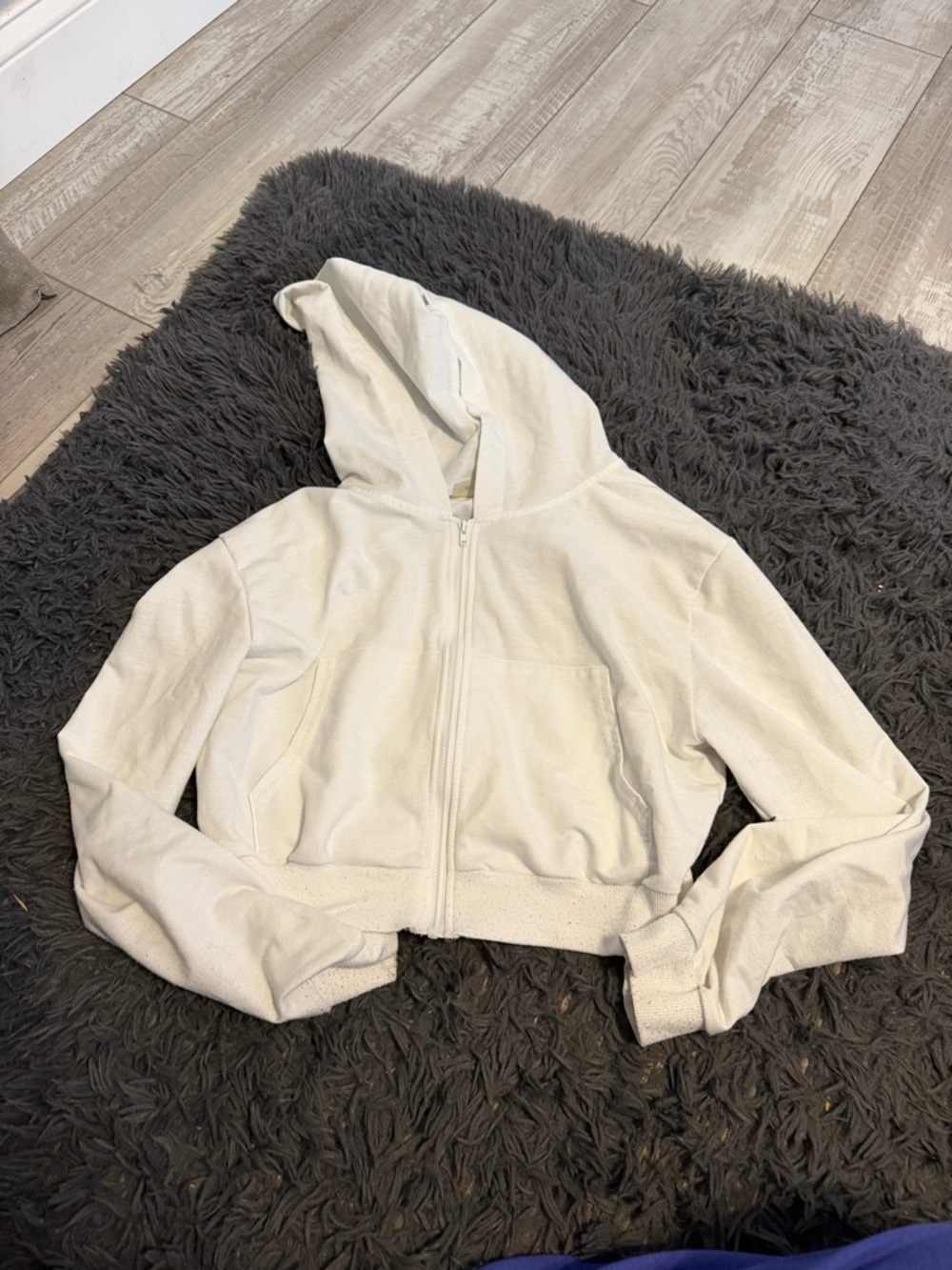 SHEIN White Cropped Zip-Up Hoodie